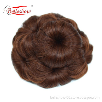 Hot sell white hair chignon toupet per chignon for women curly chignon synthetic hair bun